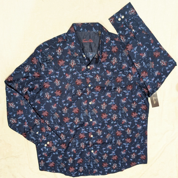 NWT Tasso Elba long sleeve print dress shirt XL